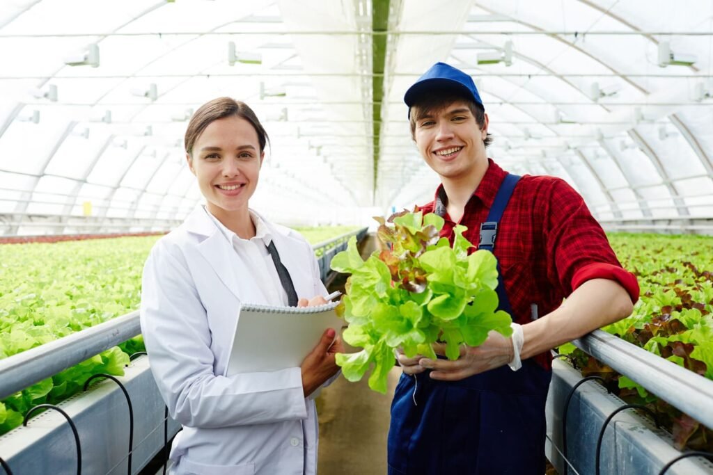 farmers with crops